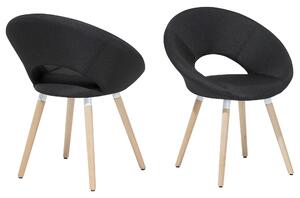 Set di 2 sedie da pranzo rivestimento in tessuto Nero gambe in legno chiaro stile moderno eclettico Beliani