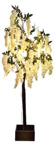 Glicine Artificiale ad Uso interno con Led Altezza 170 cm Bianco