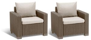 Set 2 Poltrone da Giardino 83x68x71,5 cm in Resina Keter California Cappuccino