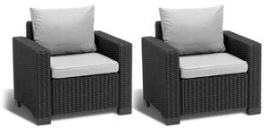 Set 2 Poltrone da Giardino 83x68x71,5 cm in Resina Keter California Antracite