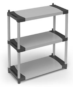 Scaffale 3 Ripiani 80x40x85 cm in Resina PVC Grigio