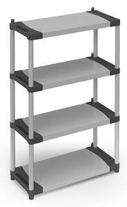 Scaffale 4 Ripiani 80x40x165 cm in Resina PVC Grigio