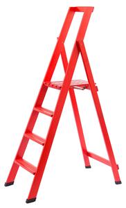Scala Pieghevole in Legno 4 Gradini H88 cm Rossa