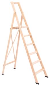 Scala Pieghevole in Legno 6 Gradini H130 cm Naturale