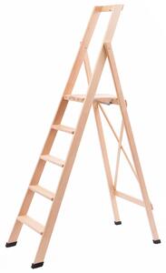 Scala Pieghevole in Legno 5 Gradini H100 cm Naturale