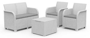 Set da Giardino Divano 2 Poltrone e Tavolino in Resina Keter Rosalie Lounge Bianco