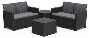 Set da Giardino 2 Divani e 2 Tavolini in Resina Keter Claire Double Sofa Antracite