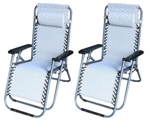 \ Pieghevole 90x66x108 cm in Metallo e Textilene Bianco e Grigio e Nero