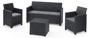 Set da Giardino Divano 2 Poltrone e Tavolino in Resina Keter Claire Lounge Antracite