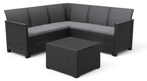 Set da Giardino Divano Angolare e Tavolino in Resina Keter Emma Corner Antracite