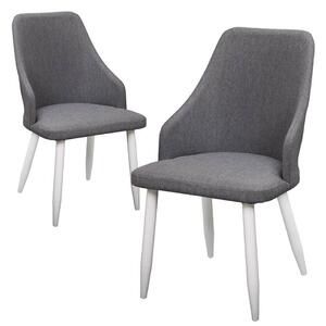 Set 2 Sedie Imbottite 53x58x87 cm in Alluminio e Tessuto Grigio