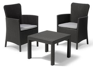 Set Tavolino e 2 Poltrone da Giardino Effetto Rattan Keter Salvador Balcony Antracite
