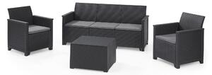 Set da Giardino Divano 2 Poltrone e Tavolino in Resina Keter Emma Lounge Antracite