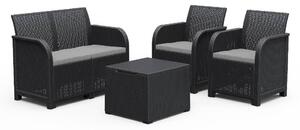 Set da Giardino Divano 2 Poltrone e Tavolino in Resina Keter Rosalie Lounge Antracite