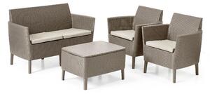 Set da Giardino Divano 2 Poltrone e Tavolino in Resina Keter Salemo Lounge Cappuccino