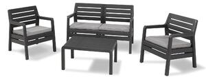 Set da Giardino Divano 2 Poltrone e Tavolino in Resina Keter Delano Lounge Antracite