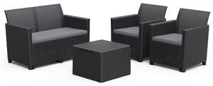 Set da Giardino Divano 2 Poltrone e Tavolino in Resina Keter Claire Lounge Antracite