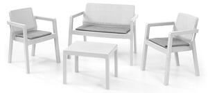 Set da Giardino Divano 2 Poltrone e Tavolino in Resina Keter Emily Lounge Bianco