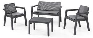 Set da Giardino Divano 2 Poltrone e Tavolino in Resina Keter Emily Lounge Antracite