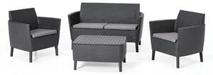 Set da Giardino Divano 2 Poltrone e Tavolino in Resina Keter Salemo Lounge Antracite