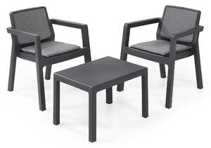 Set Tavolino e 2 Poltrone da Giardino Keter Emily Balcony Antracite