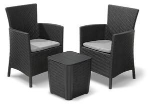 Set Tavolino e 2 Poltrone da Giardino Effetto Rattan Keter Iowa Balcony Antracite