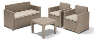 Set da Giardino Divano 2 Poltrone e Tavolino in Resina Keter Alabama Lounge Cappuccino