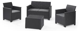 Set da Giardino Divano 2 Poltrone e Tavolino in Resina Keter Emma Lounge Antracite