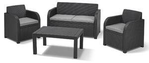 Set da Giardino Divano 2 Poltrone e Tavolino in Resina Keter Carolina Lounge Antracite