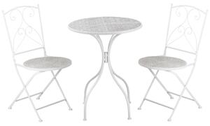 Set Tavolo e 2 Sedie Pieghevoli da Giardino con Mosaico Bianco