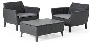 Set Tavolino e 2 Poltrone da Giardino Effetto Rattan Keter Salemo Balcony Antracite