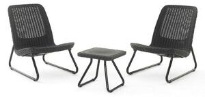 Set Tavolino e 2 Poltrone da Giardino Effetto Rattan Keter Rio Patio Antracite