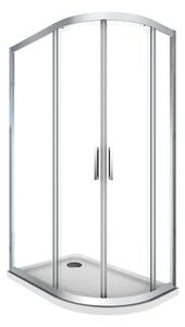 Box e Piatto Doccia Semicircolare 80x120 cm 2 Ante Scorrevoli in Cristallo 6mm H190 Sailor Plus Sinistra