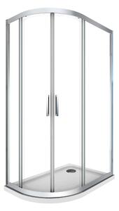 Box e Piatto Doccia Semicircolare 80x120 cm 2 Ante Scorrevoli in Cristallo 6mm H190 Sailor Plus Destra