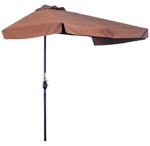 Mezzo Ombrellone da Giardino 230x130x249 cm in Metallo e Poliestere Caffè