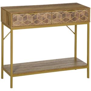Mobile Consolle Ingresso 99x35x86 cm 2 Cassetti 1 Ripiano in Legno Naturale