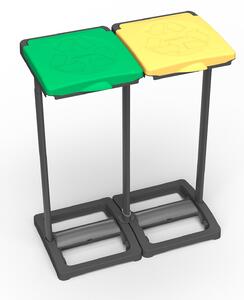 Pattumiera Differenziata 2 Posti 64x36x80 cm Portasacchi da 80-110 Litri