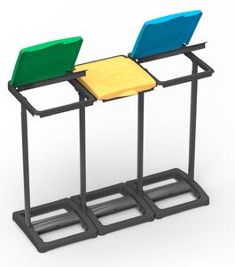 Pattumiera Differenziata 3 Posti 97x36x80 cm Portasacchi da 80-110 Litri