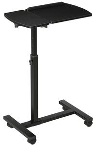 Tavolino Porta PC 58x34x72-90 cm con Ruote in Truciolato e Metallo Nero
