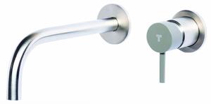 Rubinetto Miscelatore Monocomando Lavabo da Parete in Acciaio Inox Maniglia Antracite