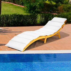 Costway Sdraio ergonomica in legno con cuscino e poggiatesta reclinabile, Lettino da giardino 190 x 55 x 52 cm