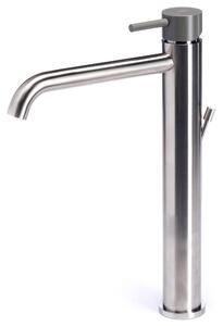 Rubinetto Miscelatore Monocomando Lavabo Alto in Acciaio Inox Maniglia Antracite