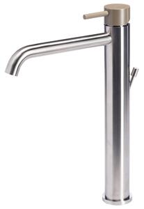 Rubinetto Miscelatore Monocomando Lavabo Alto in Acciaio Inox Maniglia Deserto