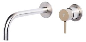 Rubinetto Miscelatore Monocomando Lavabo da Parete in Acciaio Inox Maniglia Deserto