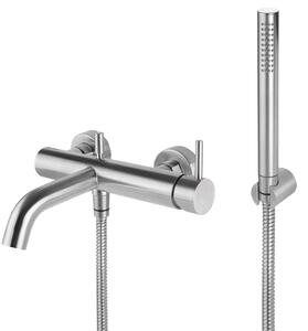 Kit Doccino e Miscelatore Monocomando per Vasca in Acciaio Inox Satinato Nilo
