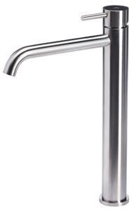 Rubinetto Miscelatore Monocomando Lavabo Alto senza Scarico in Acciaio Inox Satinato Nilo