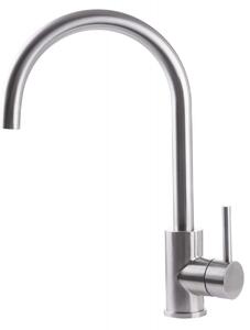 Rubinetto Cucina Miscelatore Monocomando Lavello Canna Tonda Girevole in Acciaio Inox