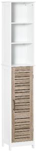 Mobile a Colonna per Bagno 3 Ripiani 1 Anta 34x30x172 cm in MDF Bianco