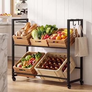 Costway Scaffale portacasse bevande 2 liv metallo 2 angoli regol, Portabottiglie birra ruote ganci cucina bar garage cantina