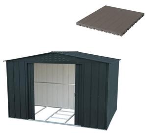 Pavimento per Casetta Box da Giardino 322x233x209 cm in Plastica Grigio